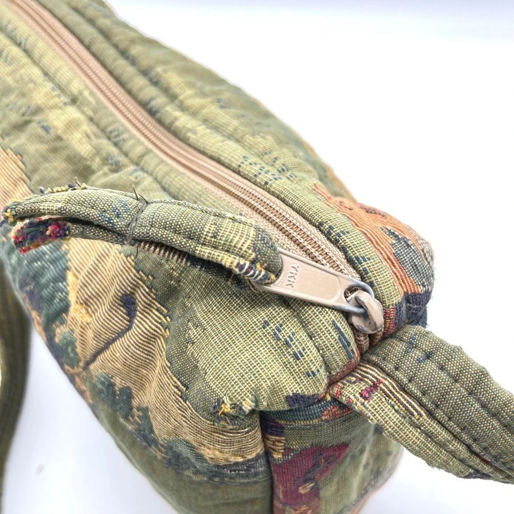 Vintage Golf Tapestry Crossbody Bag Green Scenic Woven Shoulder Purse